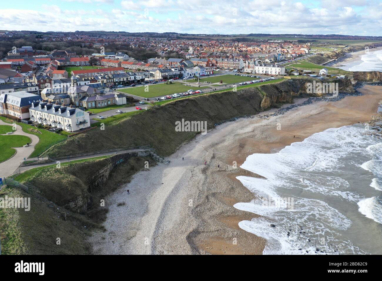 Aerial drone view of Seaham County Durham Stock Photo