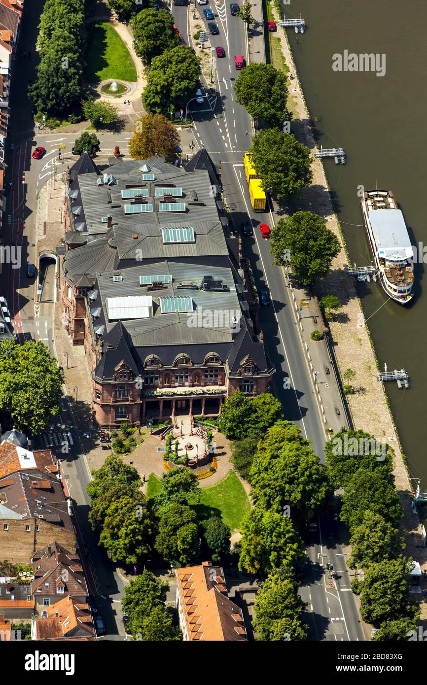 , Kongresshaus Stadthalle at river Neckar Heidelberg, 15.07.2014, aerial view, Germany, Baden-Wuerttemberg, Heidelberg Stock Photo