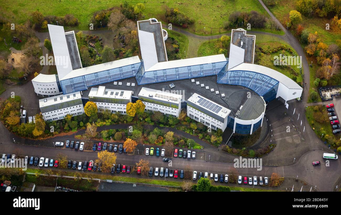 campus of the privat University Witten/Herdecke, 11.11.2014, aerial view, Germany, North Rhine-Westphalia, Ruhr Area, Witten Stock Photo
