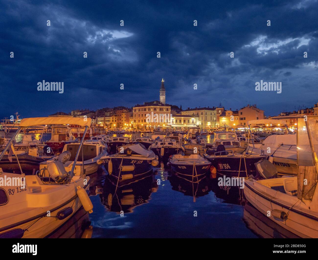 Rovinj at night, Croatia, Istria Stock Photo