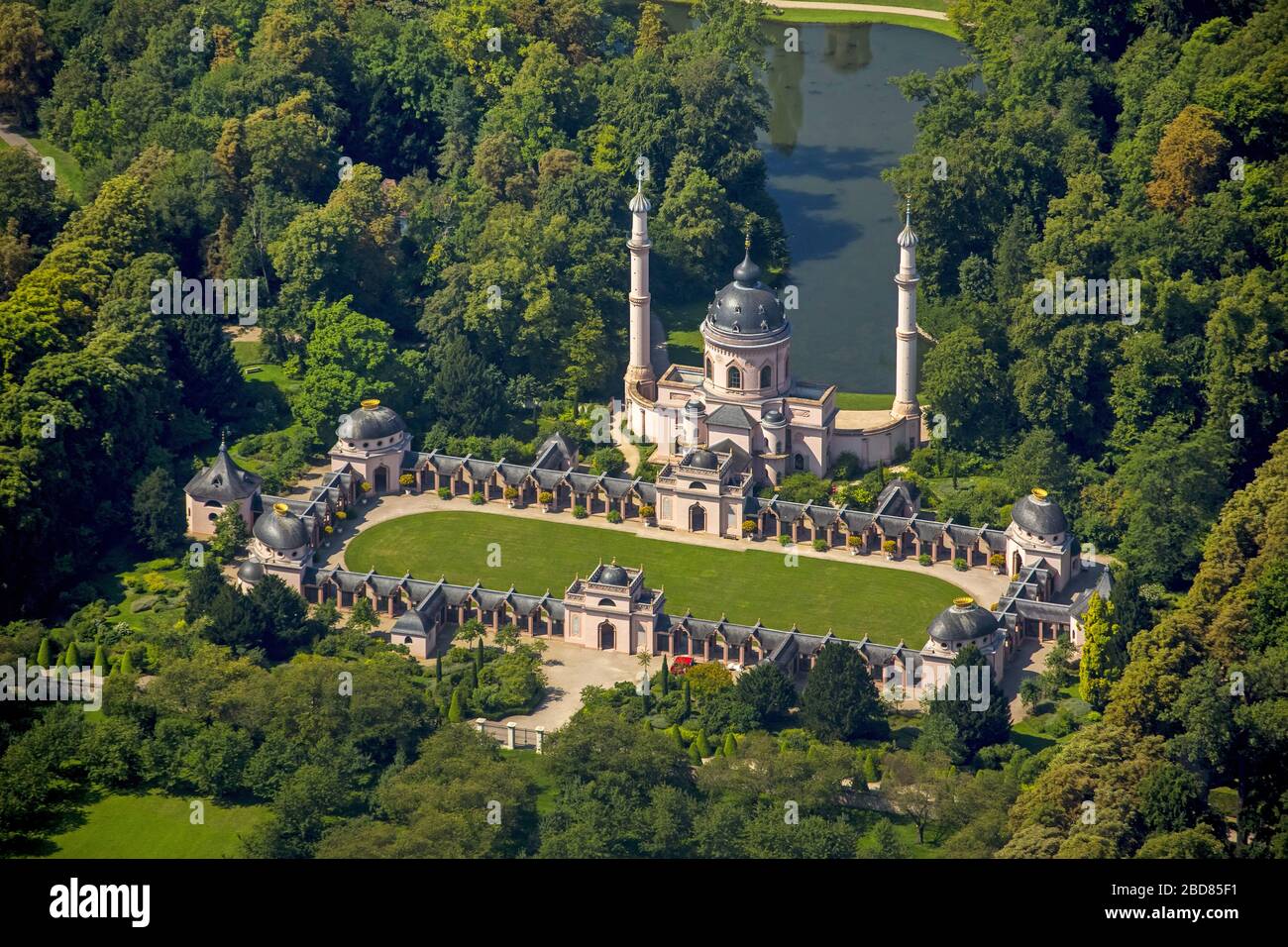 , Mosque in the palace garden of Schloss Schwetzingen, 24.07.2014, aerial view, Germany, Baden-Wuerttemberg, Schwetzingen Stock Photo