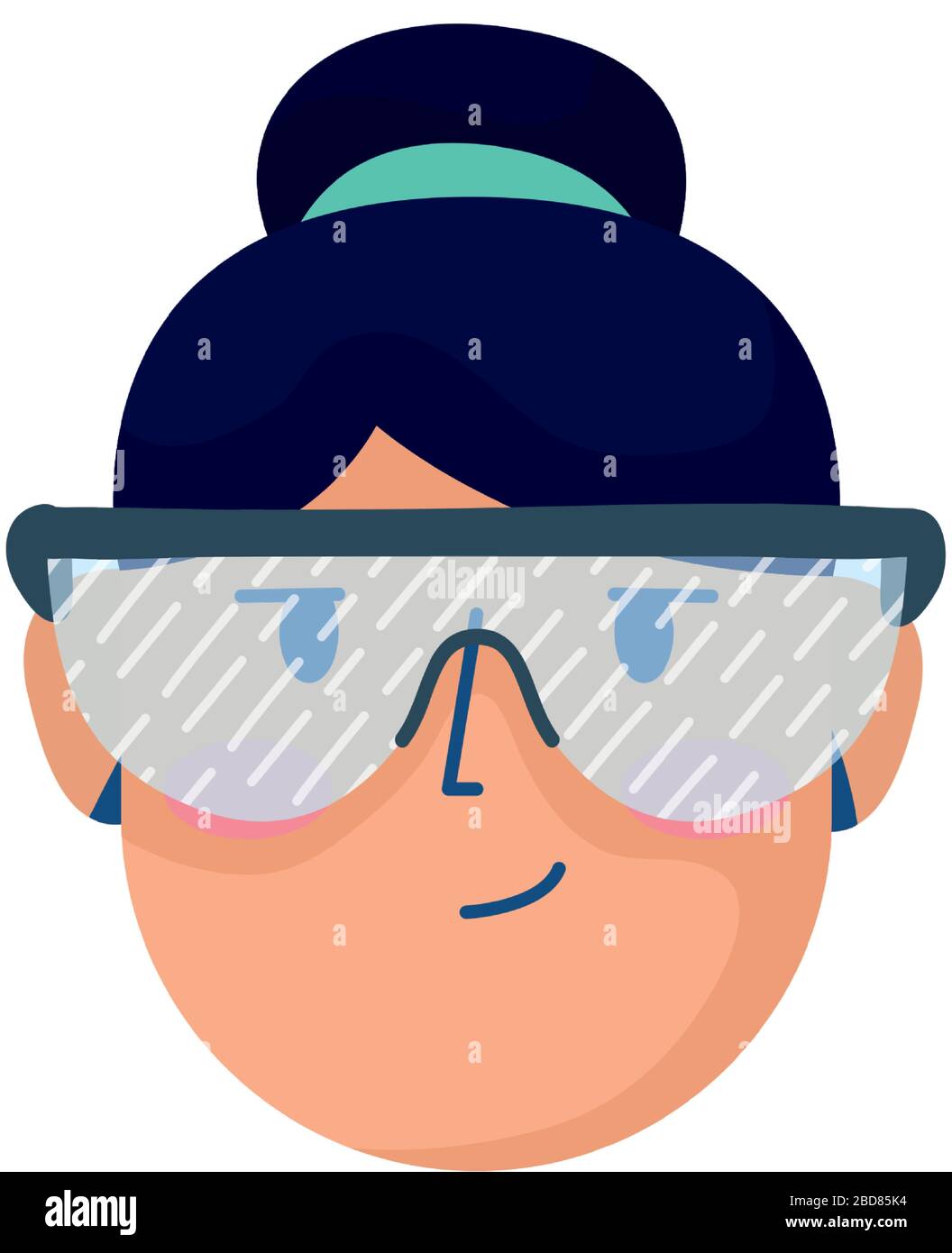head woman with laboratory goggles hand draw style Stock Vector Image