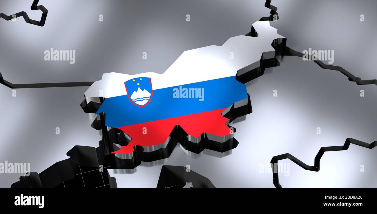 Slovenia - country borders and flag - 3D illustration Stock Photo - Alamy