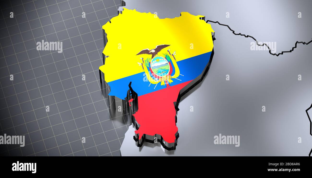 Ecuador - borders and flag - 3D illustration Stock Photo
