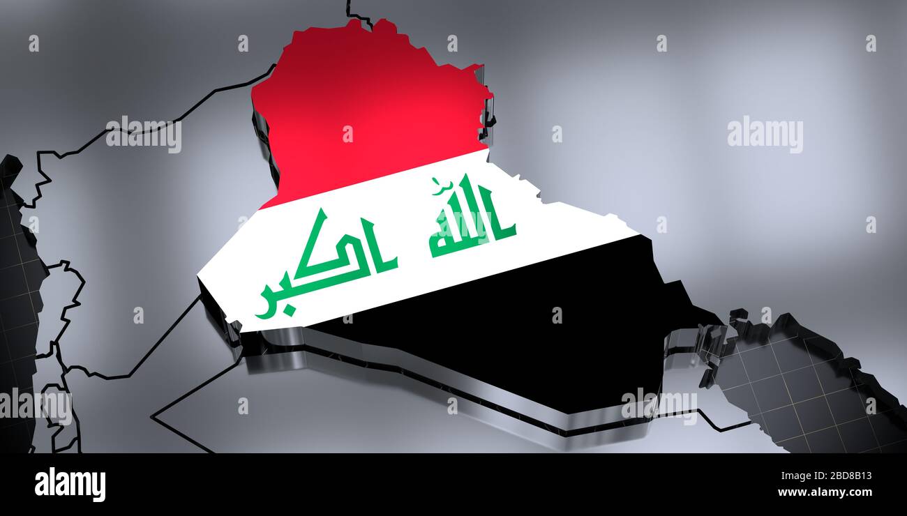 Iraq - borders and flag - 3D illustration Stock Photo - Alamy