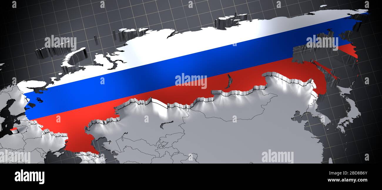 Premium Vector  Russia 3d map with national flag