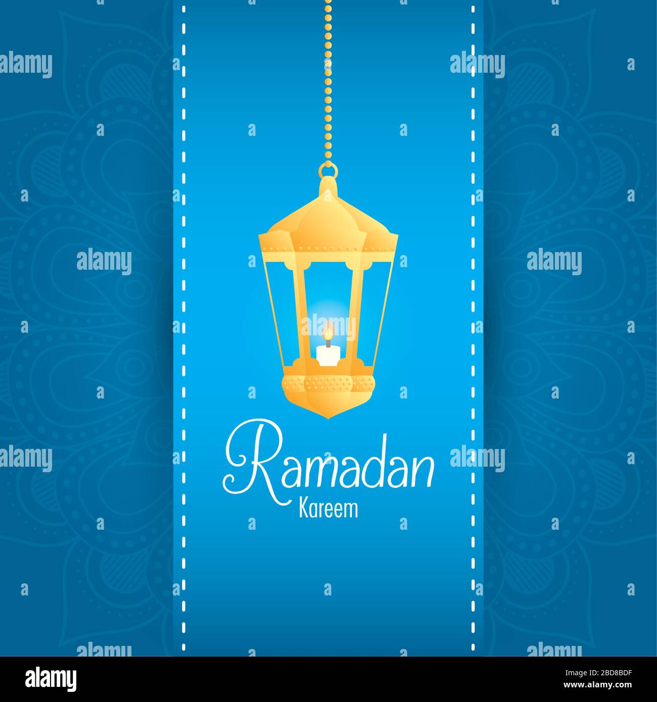 Ramadan kareem card with golden lantern hanging Stock Vector Image ...