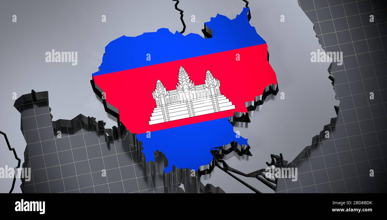Cambodia borders and flag 3D illustration Stock Photo Alamy