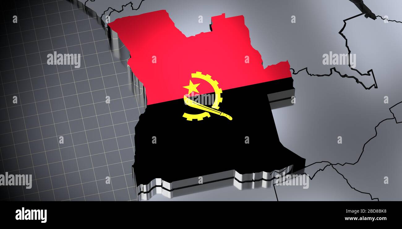 Angola - borders and flag - 3D illustration Stock Photo