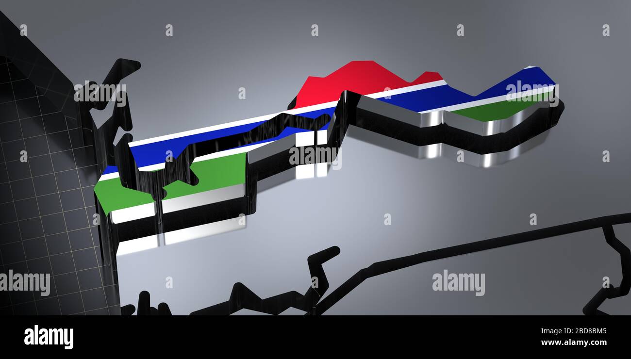 Gambia - borders and flag - 3D illustration Stock Photo - Alamy