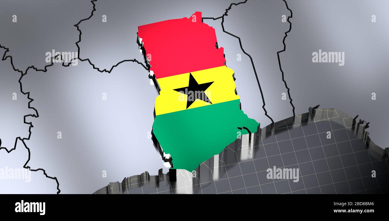 Ghana borders and flag 3D illustration Stock Photo Alamy