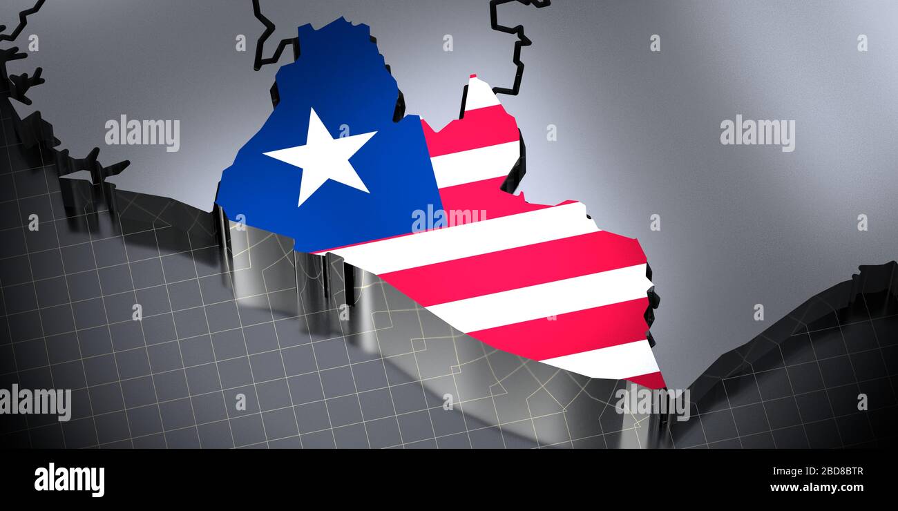 Liberia - borders and flag - 3D illustration Stock Photo - Alamy