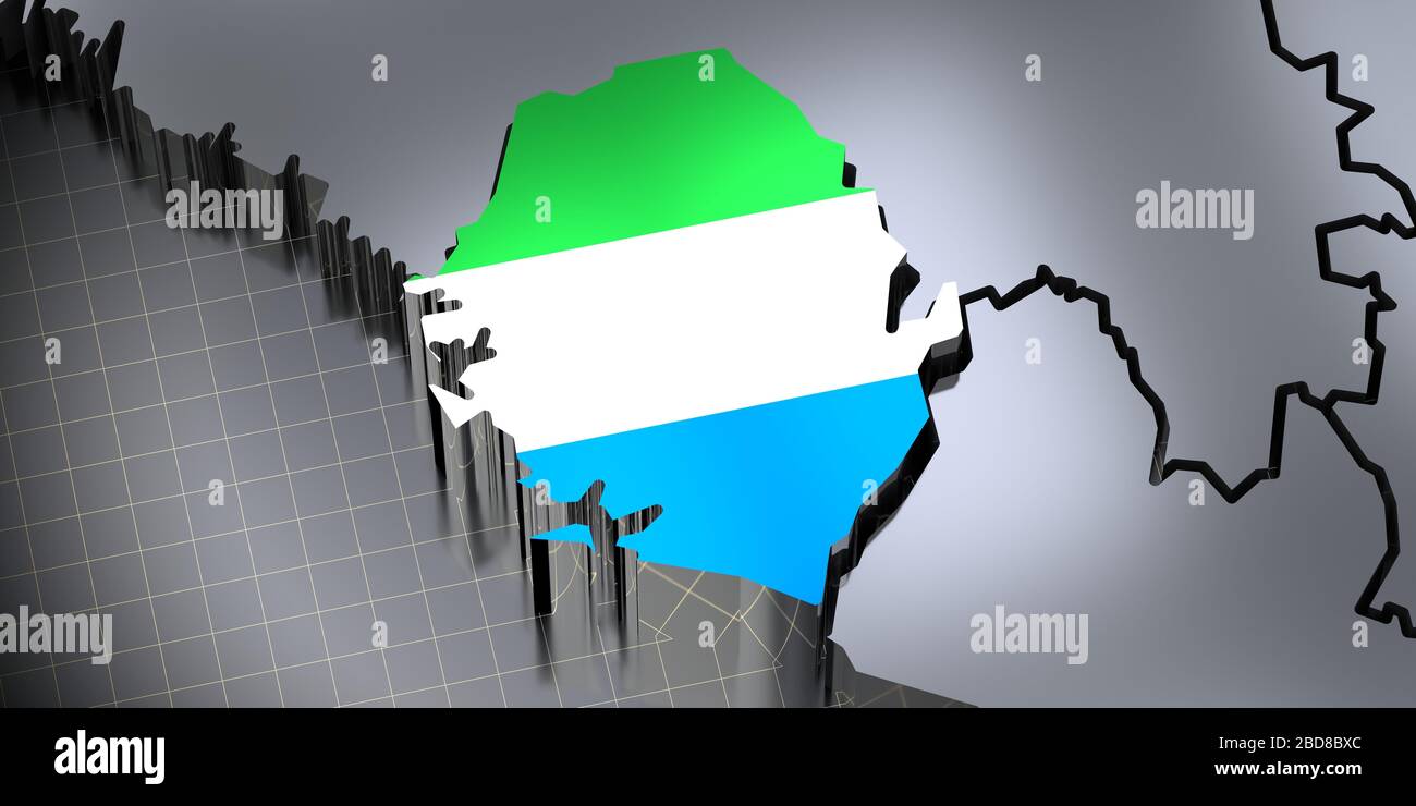 Sierra Leone - borders and flag - 3D illustration Stock Photo - Alamy