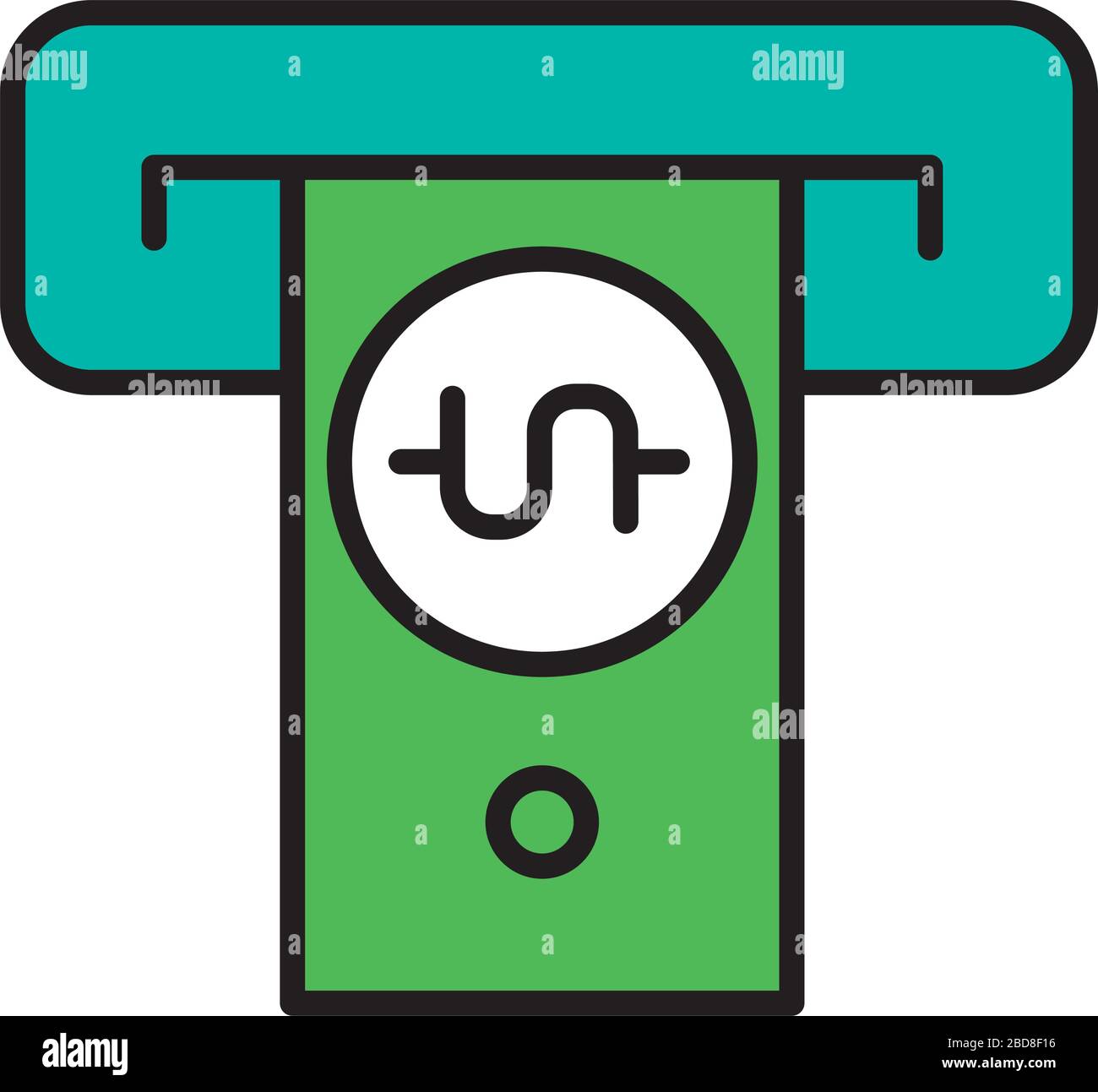 dollar bill in atm hole line and fill style Stock Vector Image & Art ...