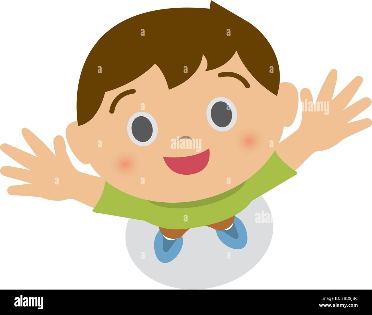a boy looking up into the sky. cartoon illustration. Stock Vector