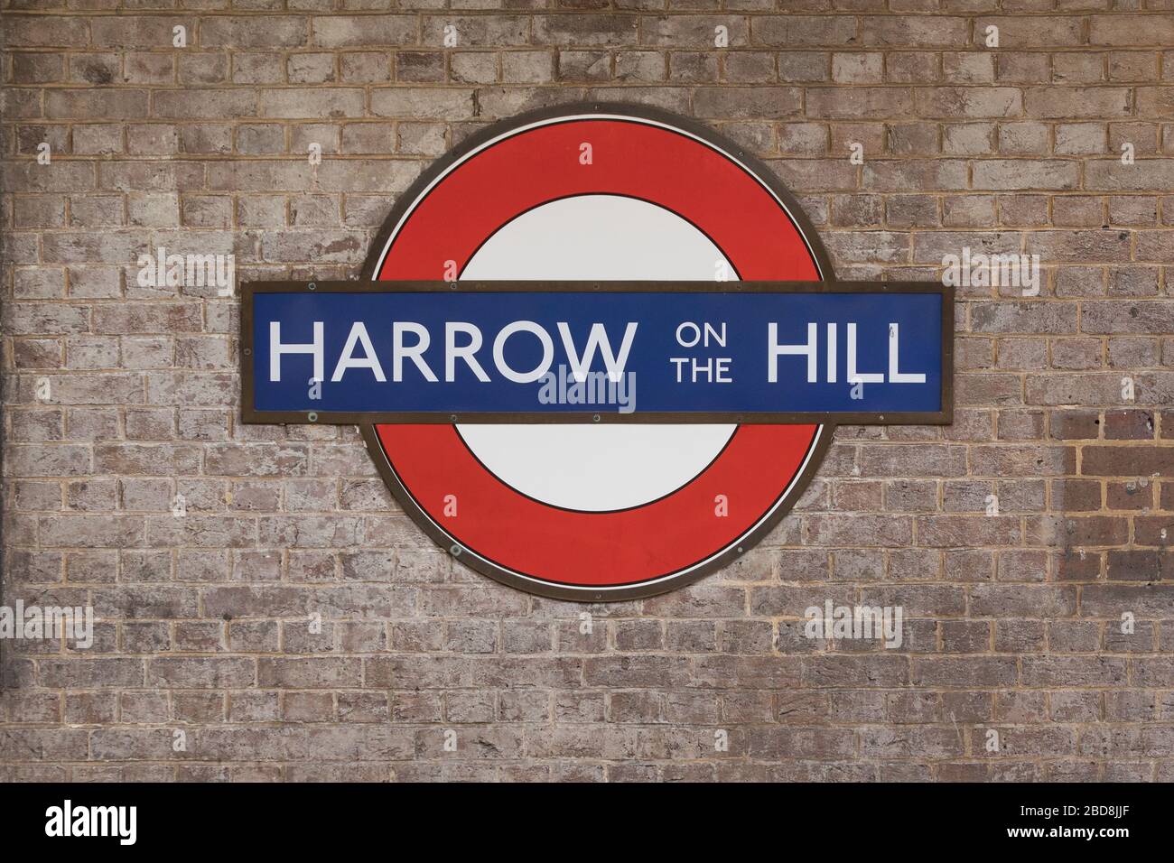 Harrow on the Hill underground station tube sign Stock Photo Alamy