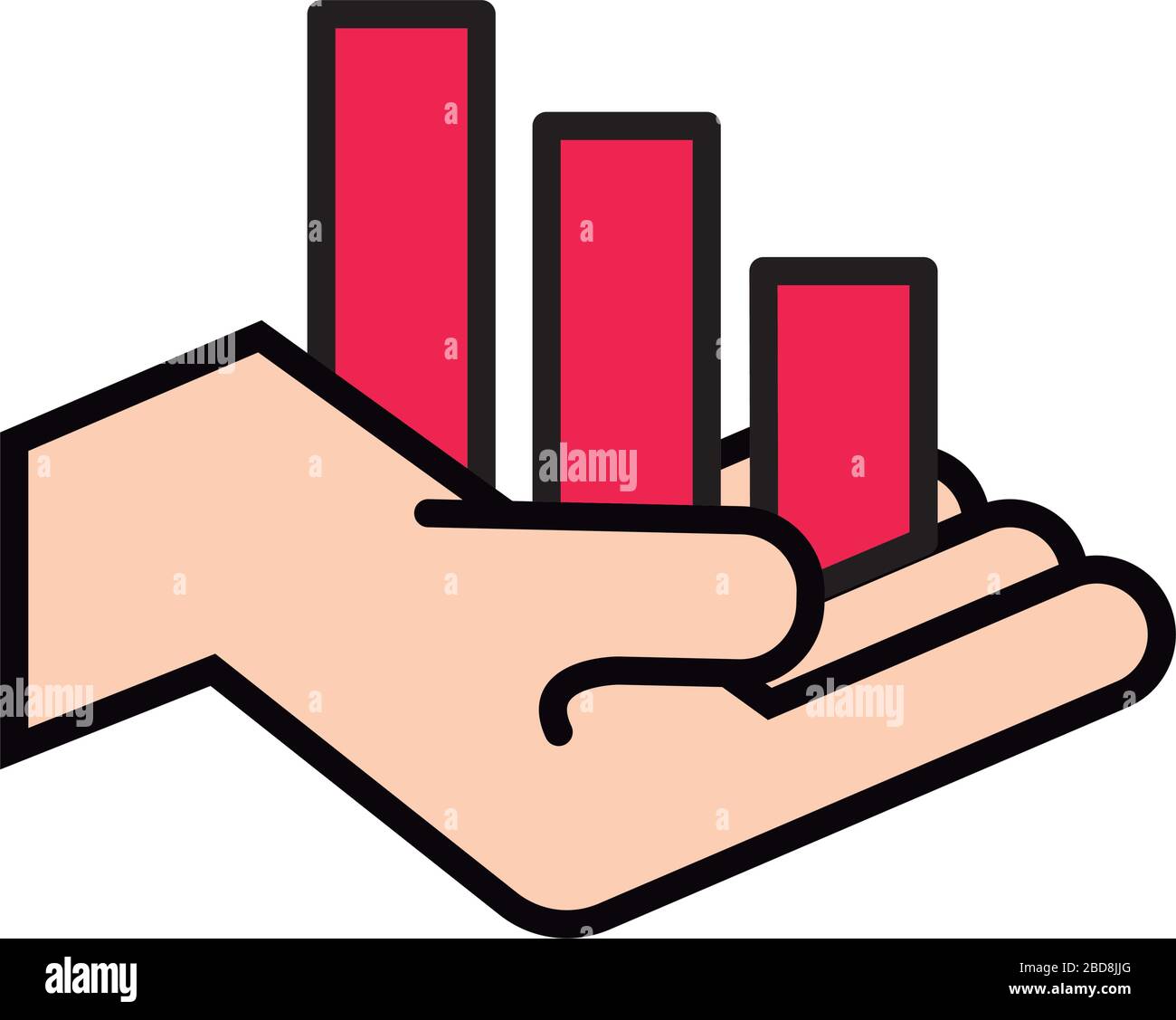 hand lifting statistics bars line and fill style icon Stock Vector ...