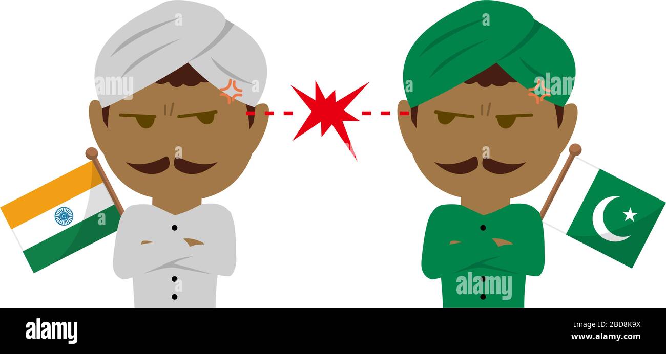 Political conflict between nations. Vector flat illustration (male/upper body ). India vs Pakistan Stock Vector Image & Art - Alamy Political conflict between nations. Vector flat illustration (male/upper body ). India vs Pakistan Stock Vector Image & Art - Alamy
