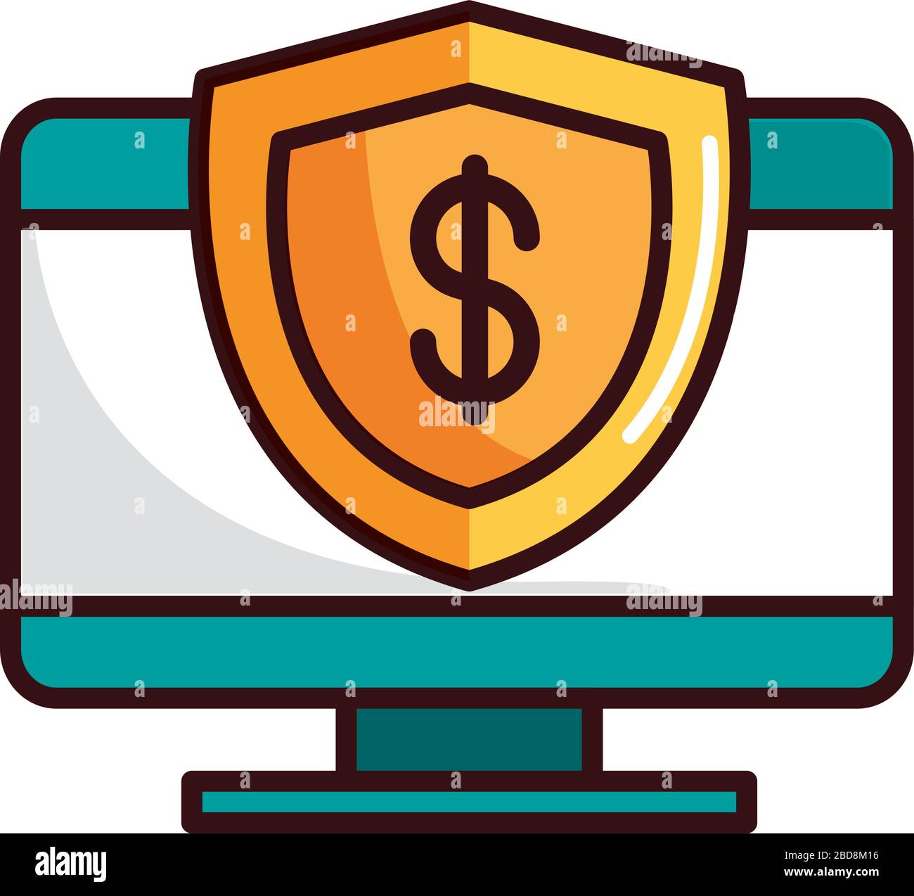 computer shield protection shopping or payment mobile banking vector ...