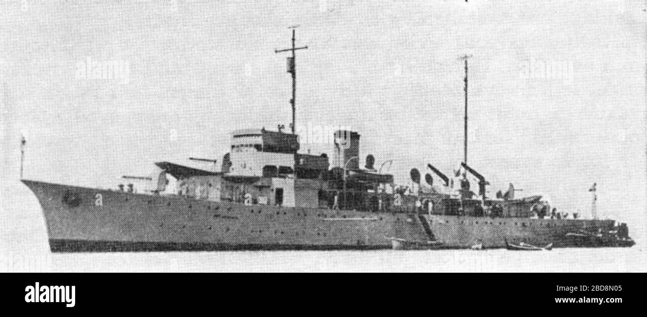 'The Norwegian minelayer HNoMS Olav Tryggvason; Somewhere in the 1934-1940 time span, from the minelayer's launch until her capture and rebuilding by the Germans.; http://hem.fyristorg.com/robertm/norge/Norw navy ships.html; Unknown author; ' Stock Photo