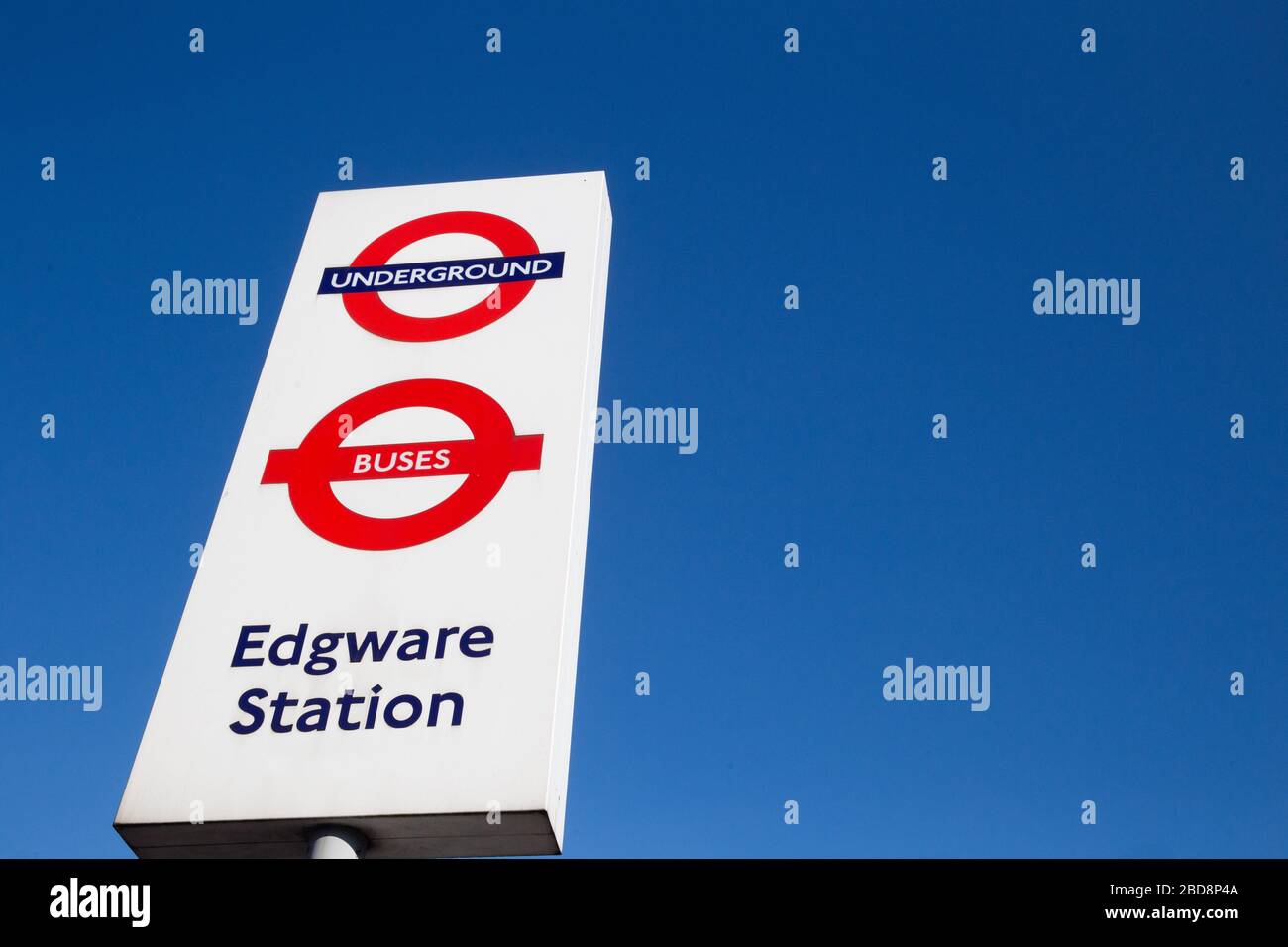 Tube and bus signage for Edgware Station Stock Photo Alamy