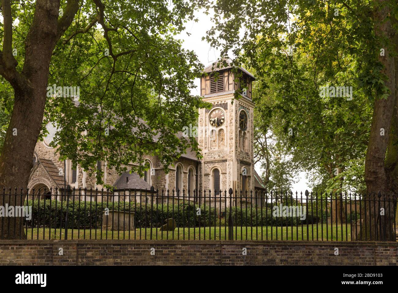 St Pancras Old Church at Saint Pancras Gardens Stock Photo