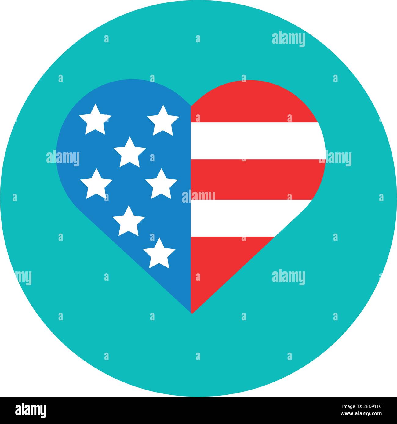 heart with usa flag block and flat style Stock Vector Image & Art - Alamy
