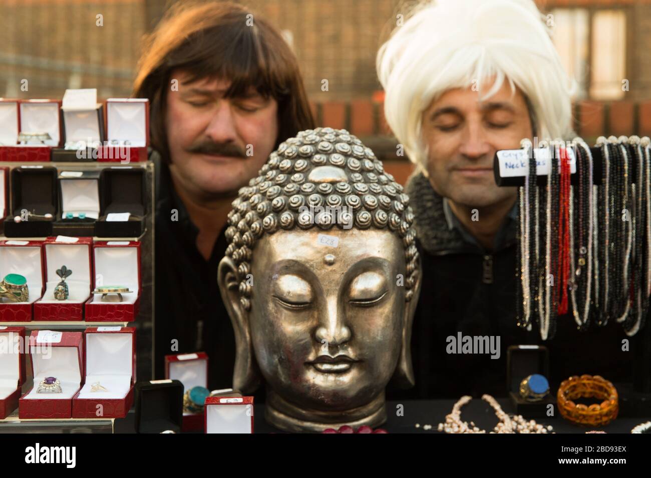 Traders at greenwich market, South London Stock Photo