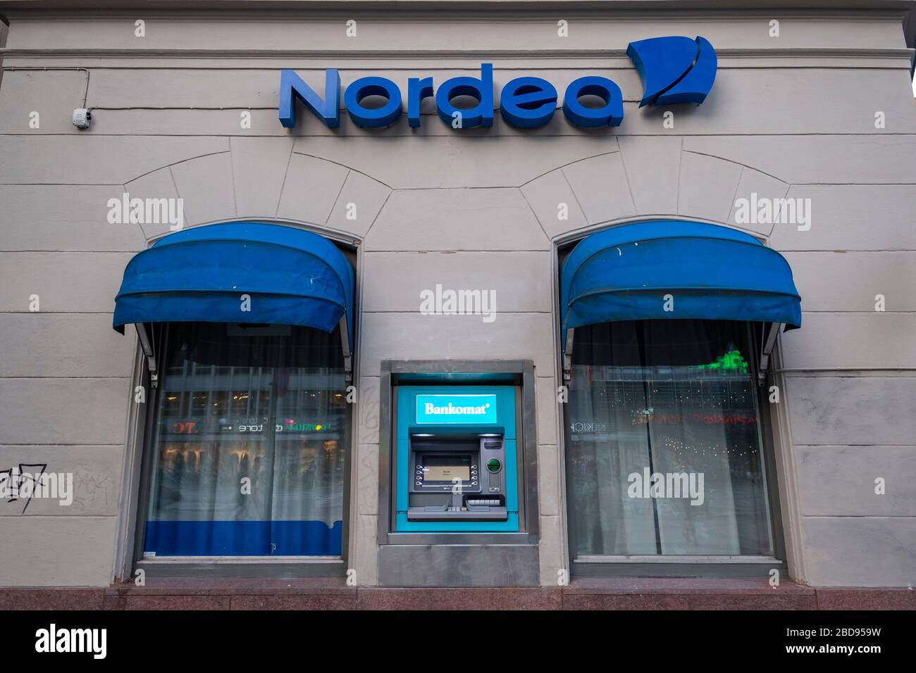 Nordea Bank ATM machine in Stockholm, Sweden, Europe Stock Photo