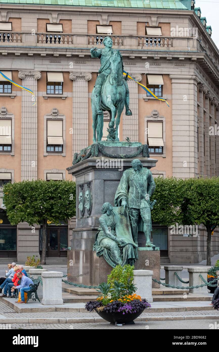 Gustav II Adolfs equestrian statue in Stockholm, Sweden, Europe Stock