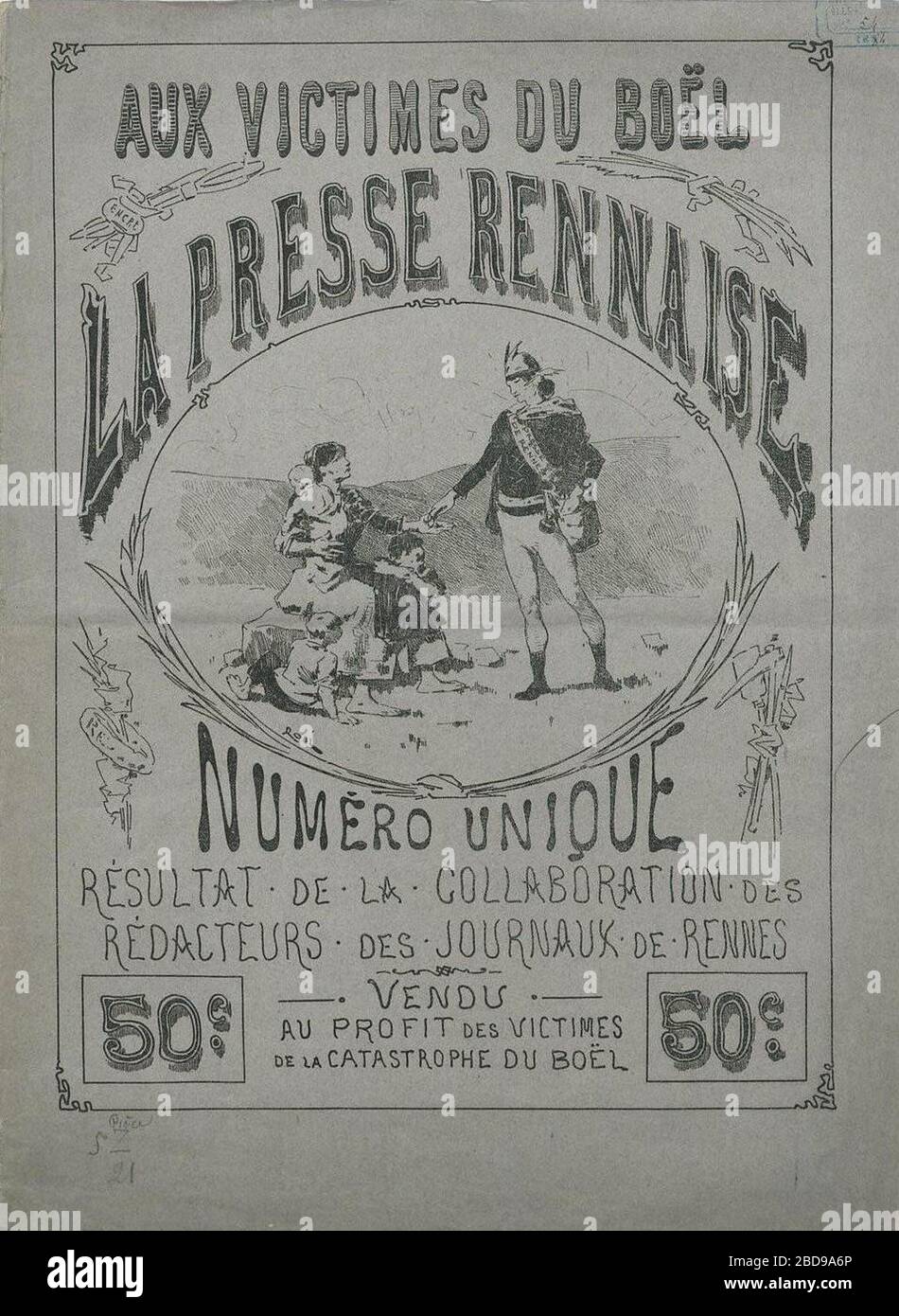 'Français : La Presse rennaise : numéro unique en mémoire des victimes du Boël.; 1884; https://gallica.bnf.fr/ark:/12148/bpt6k879857n/f1.image; Imp. de A. Loyer (Rennes); ' Stock Photo