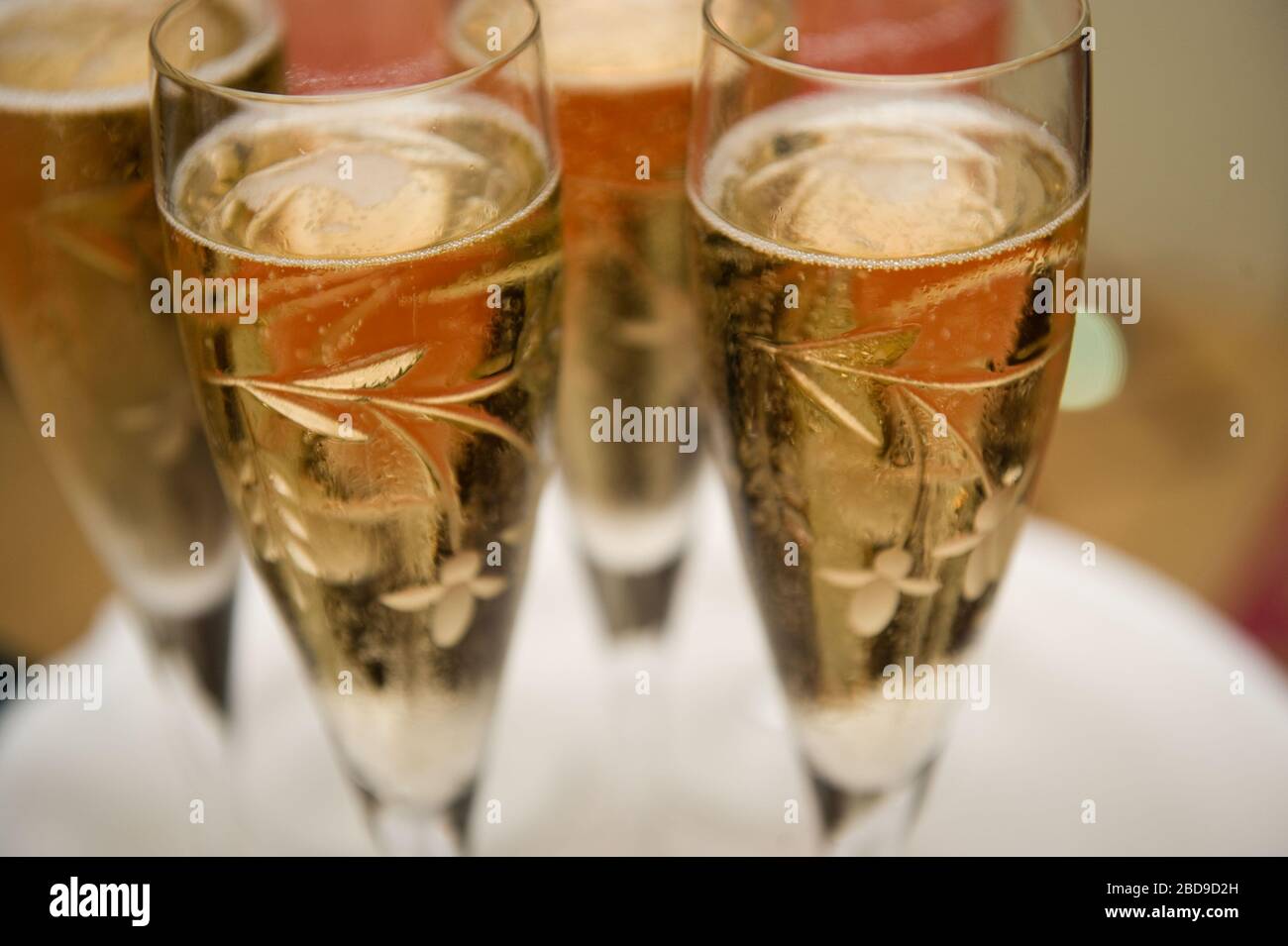 Engraved champagne glasses Stock Photo Alamy