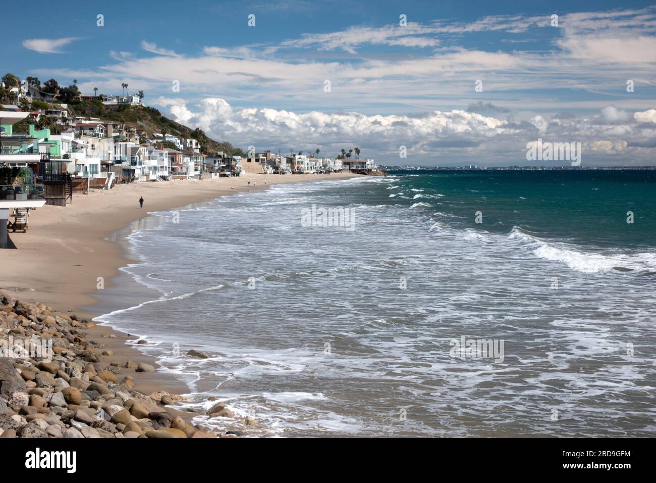 Homes along Pacific Coast Highway in Malibu, California in the summer Stock Photo