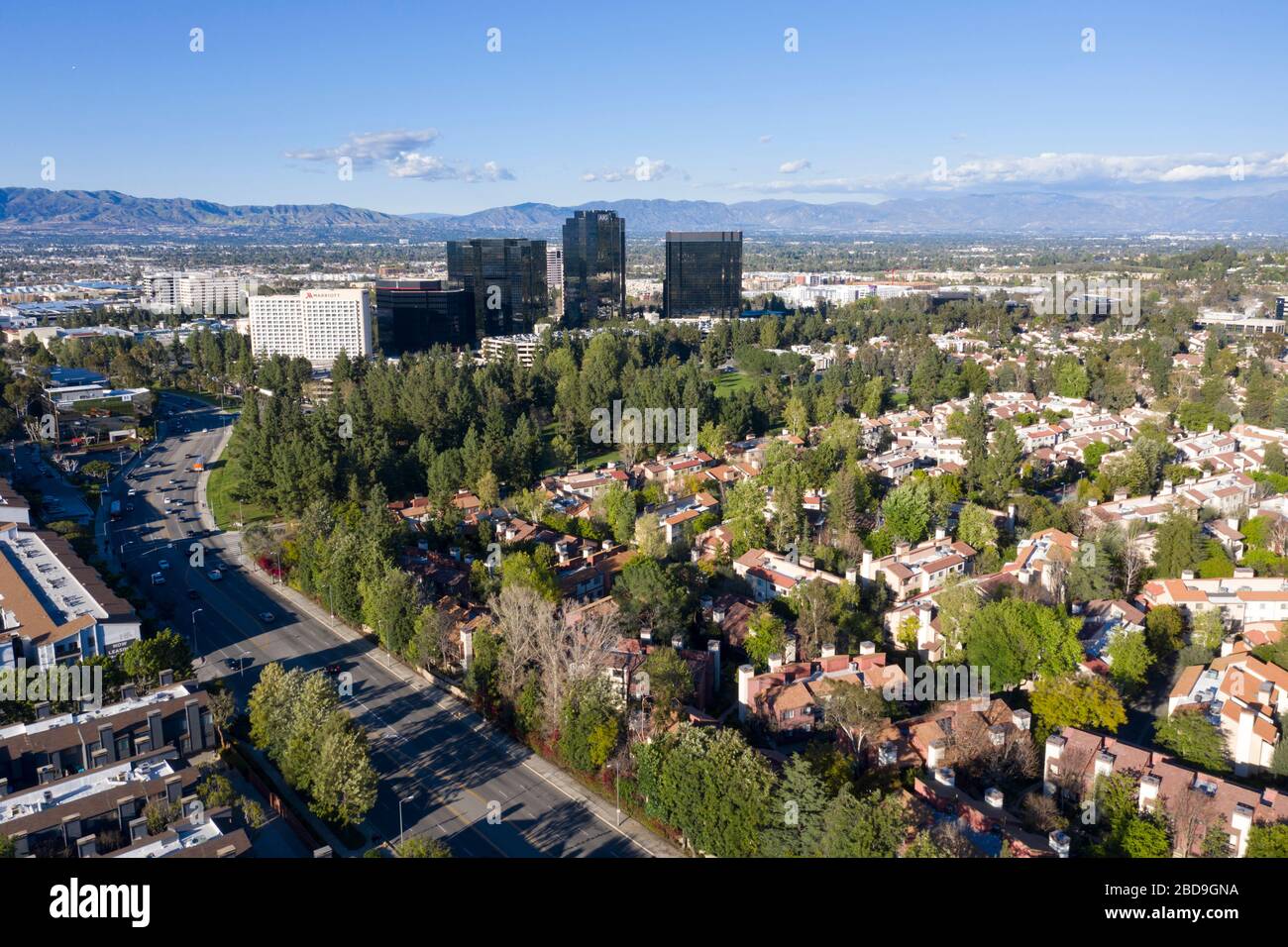 Aerial views of Warner Center in Woodland Hills, California Stock Photo