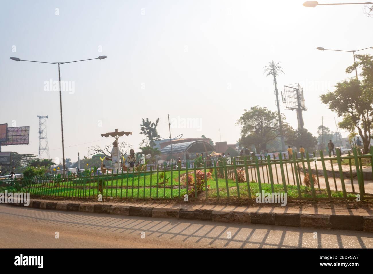Landscape photo of Ring Road in Benin City, Edo State, Nigeria, West Africa Country Stock Photo