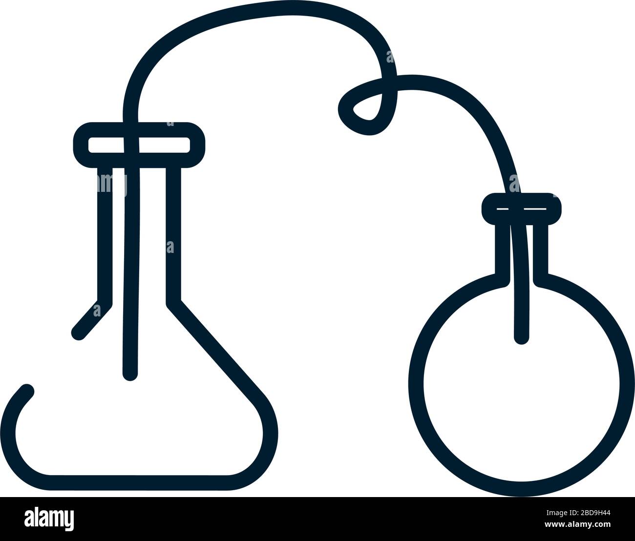 chemical flask icon over white background, line style, vector