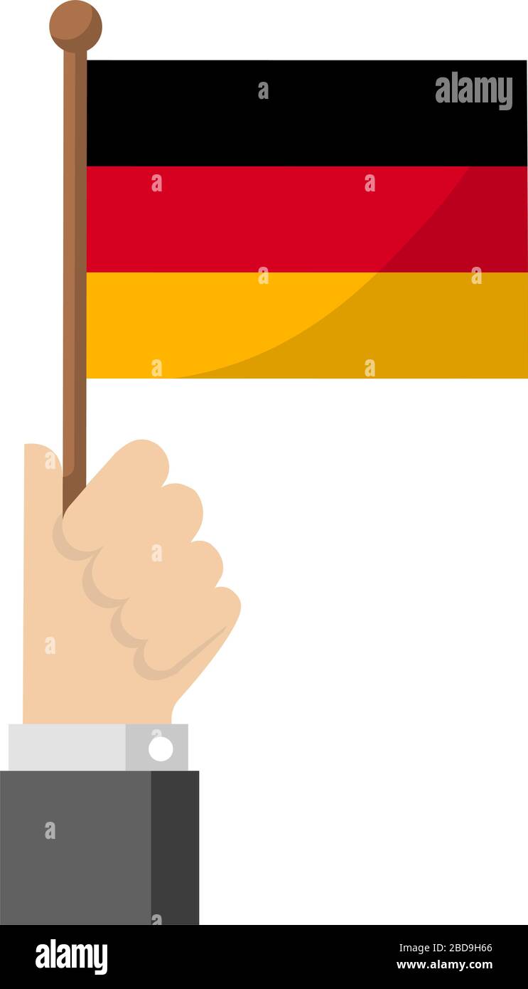 Holding the national flag in hand , flat vector illustration / Germany Stock Vector