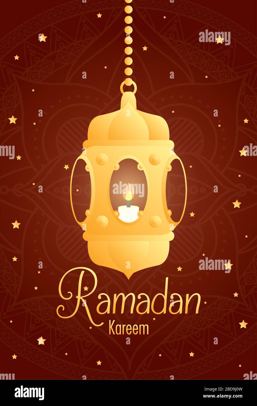 Ramadan kareem card with golden lantern hanging Stock Vector Image ...