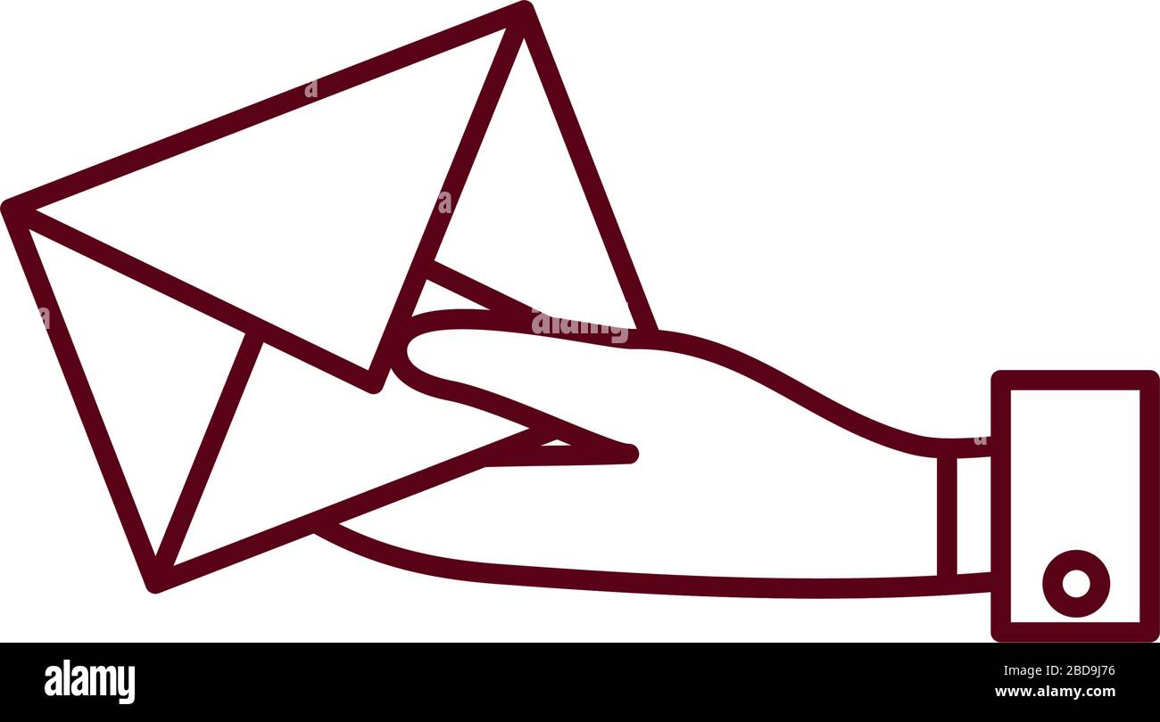fast delivery concept, hand holding a envelope icon over white ...