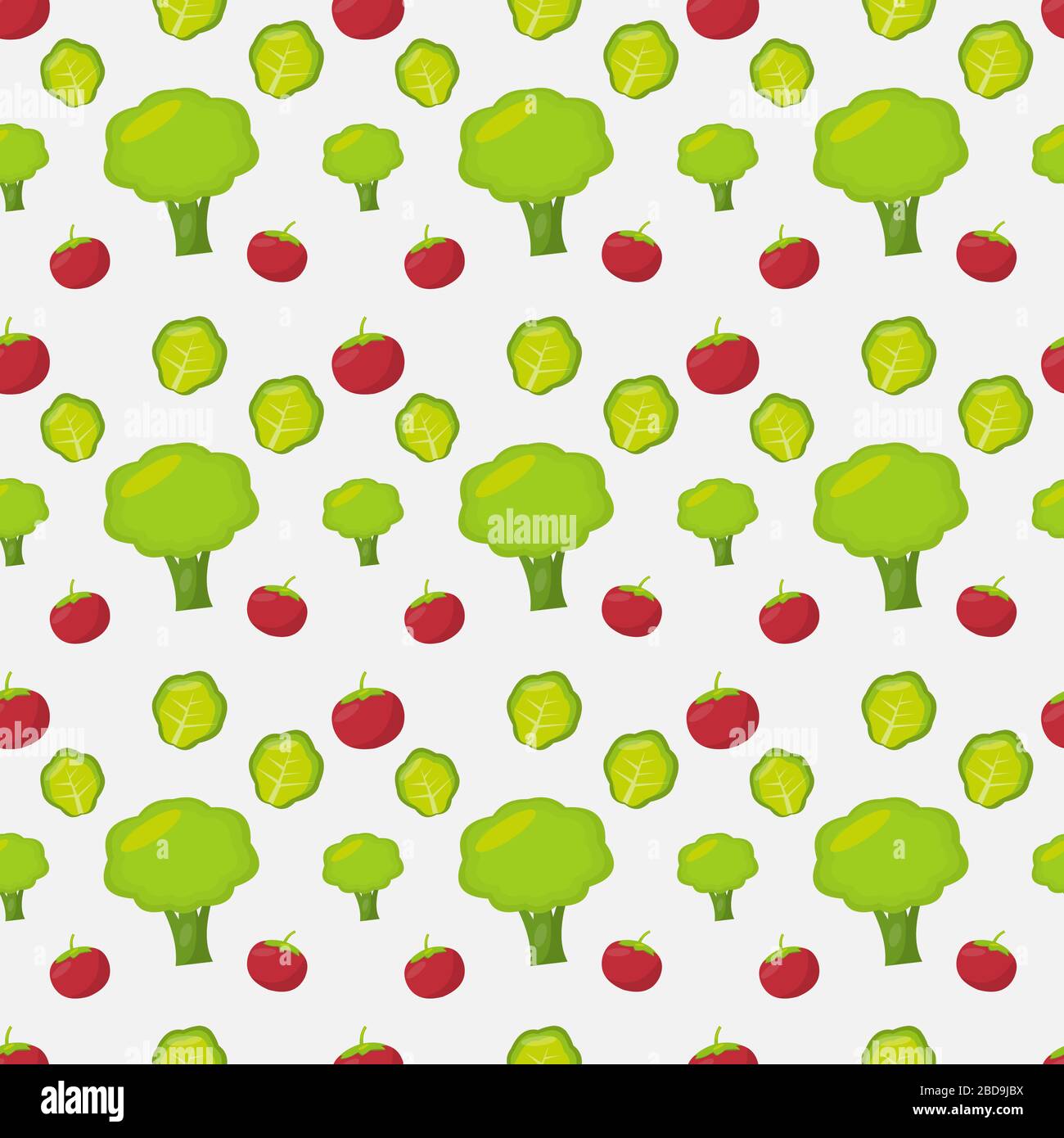 broccoli ,tomato and salad seamless pattern for healthy food concept background Stock Vector