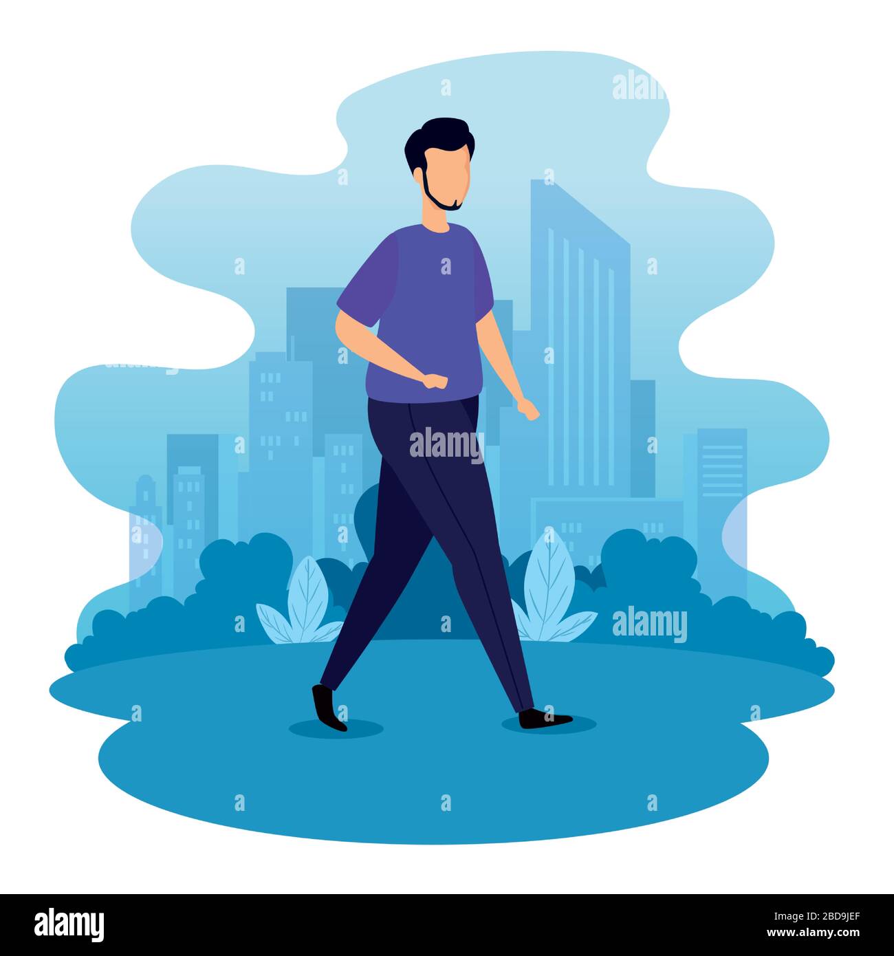 young man walking in park landscape Stock Vector Image & Art - Alamy