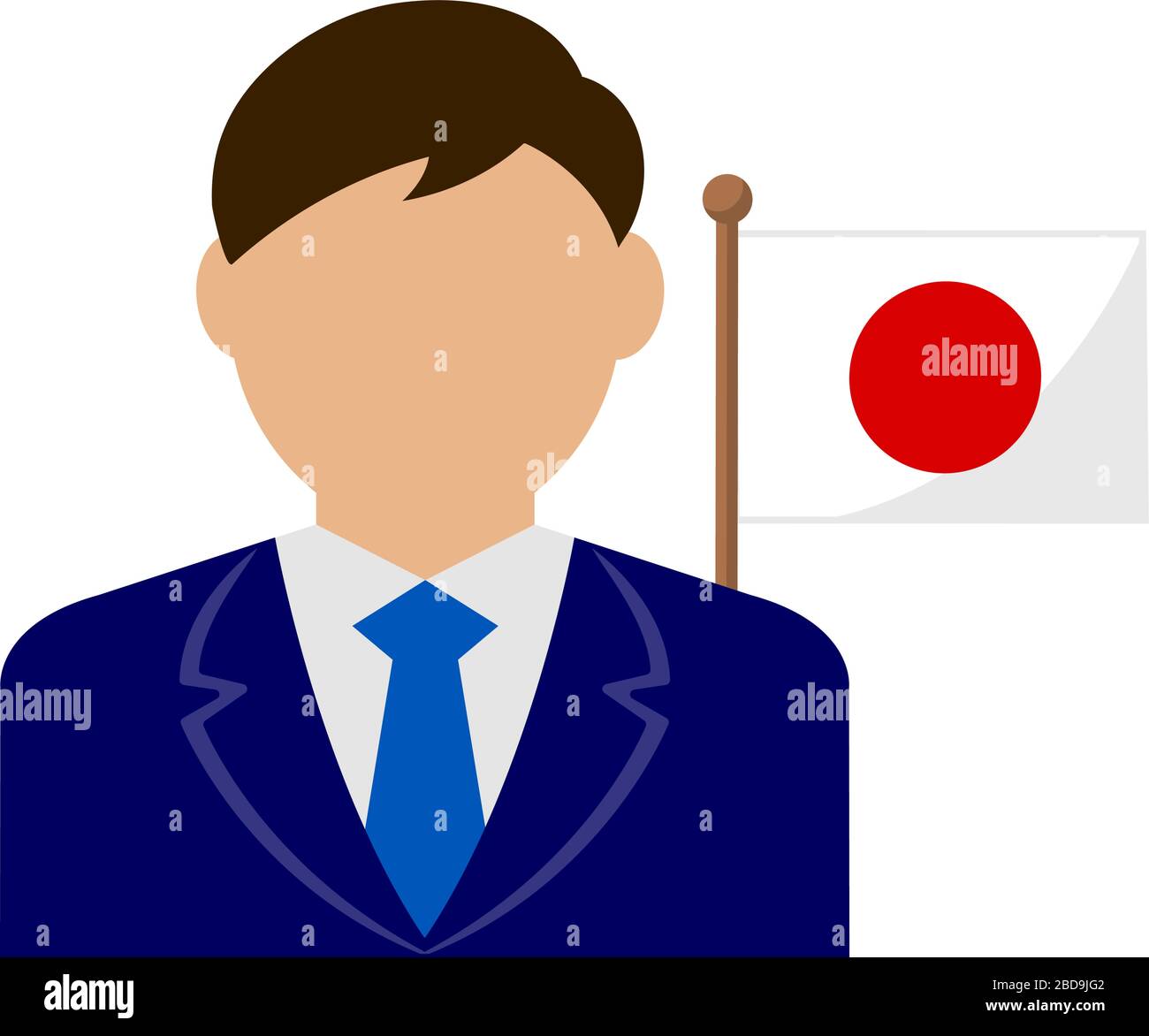Faceless business man with national flags / Japan .Flat vector illustration. Stock Vector