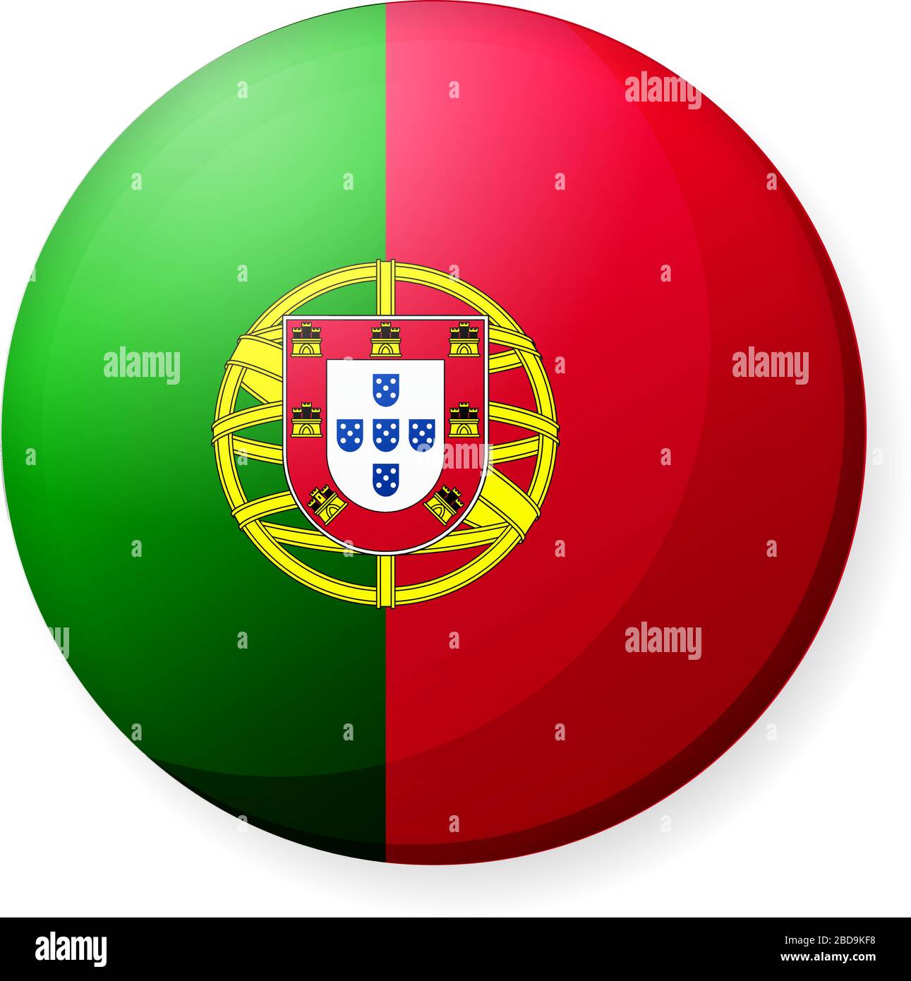 Circular country flag icon illustration ( button badge ) / Portugal Stock Vector