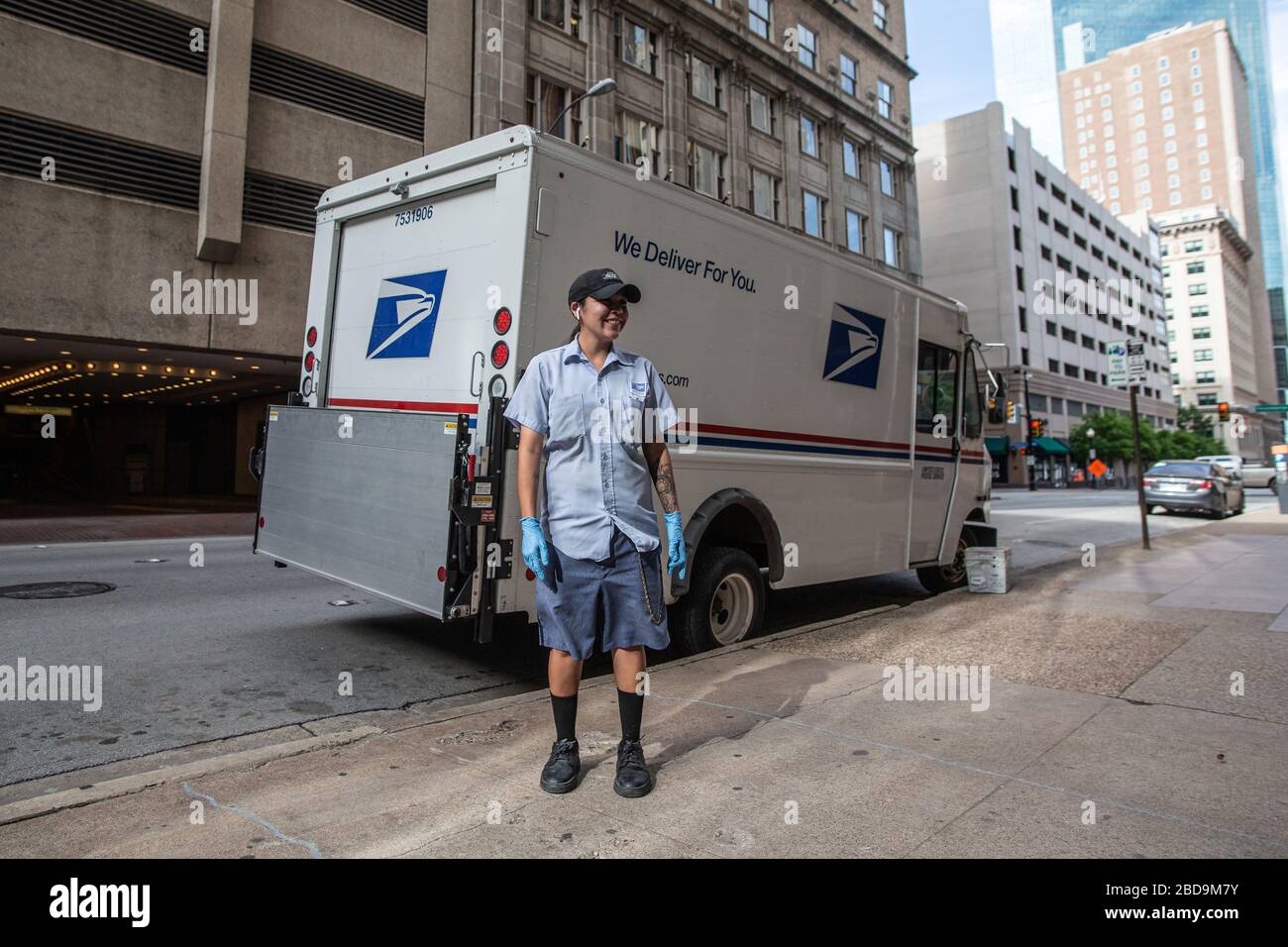 Dallas, TX, USA. 7th Apr, 2020. Jessica Vasques, an employee for 