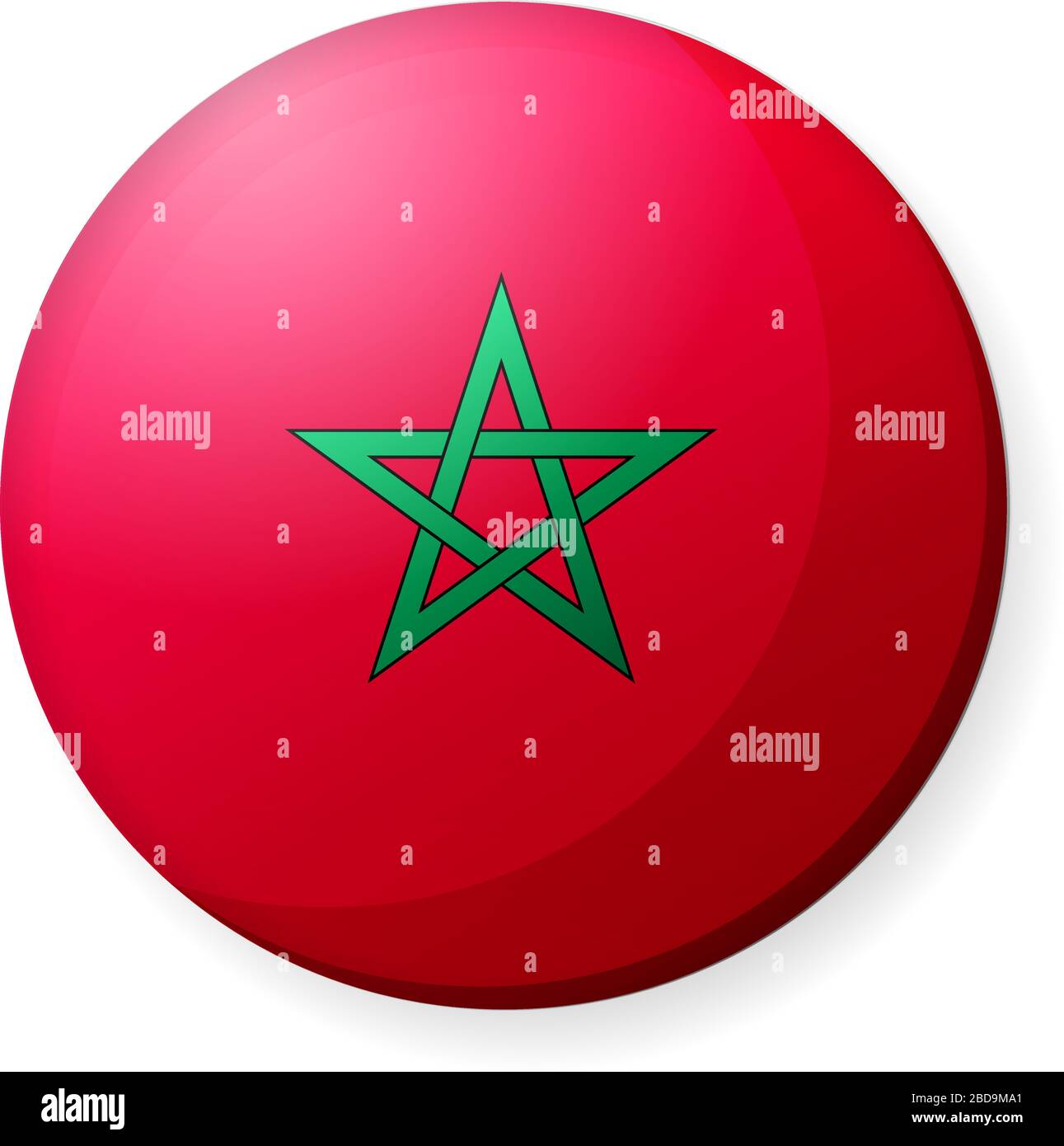 Circular country flag icon illustration ( button badge ) / Morocco Stock Vector
