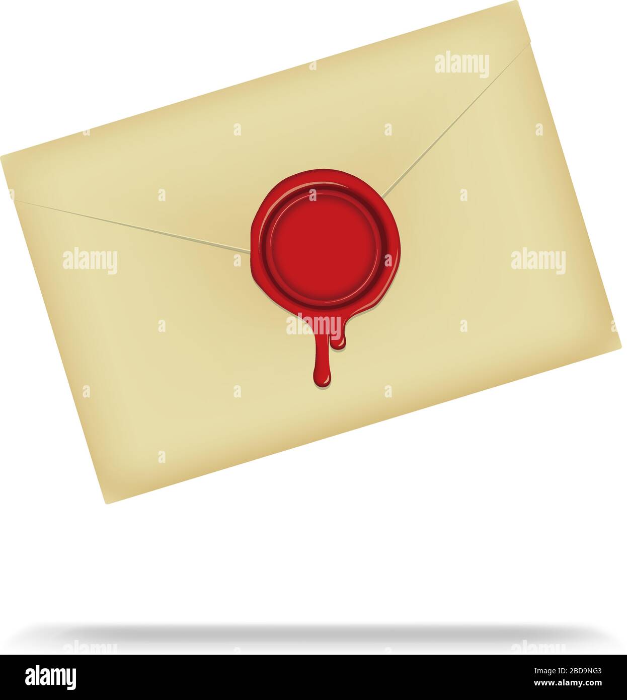 Letter and sealing wax (dripping) vector illustration / Design space in the center of the wax Stock Vector