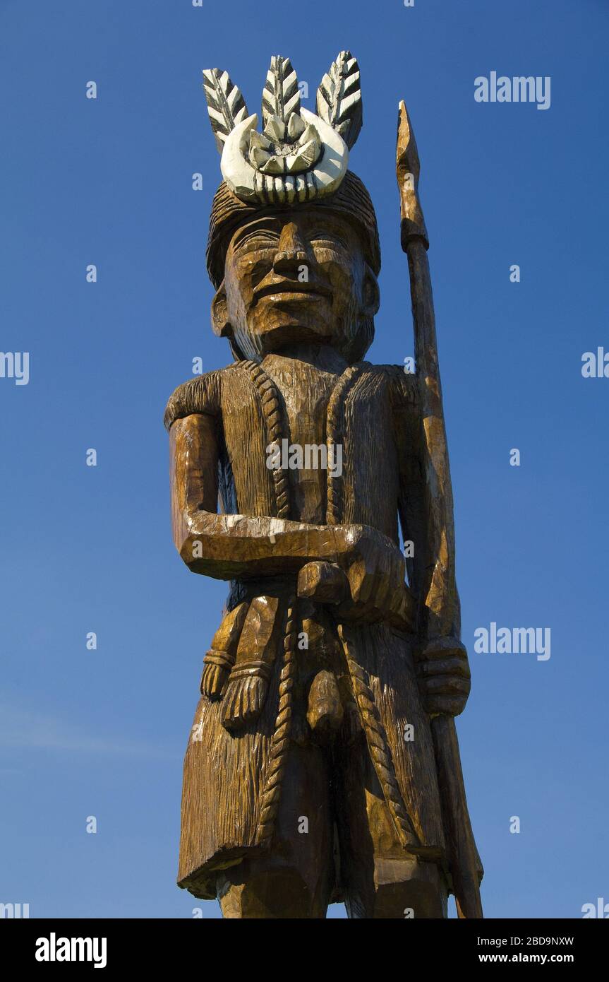Low angle shot of indigenous statue Taiwan indigenous cultural resort in Taitung County Taiwan Stock Photo