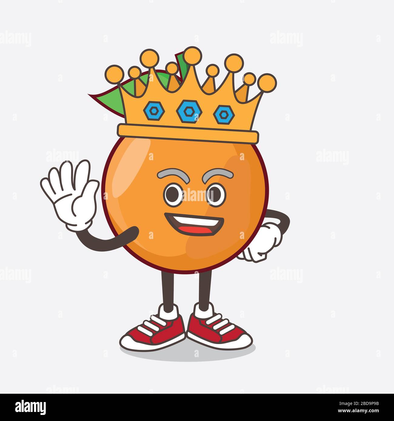 An illustration of Clementine Orange Fruit cartoon mascot character stylized of King on cartoon mascot design Stock Photo