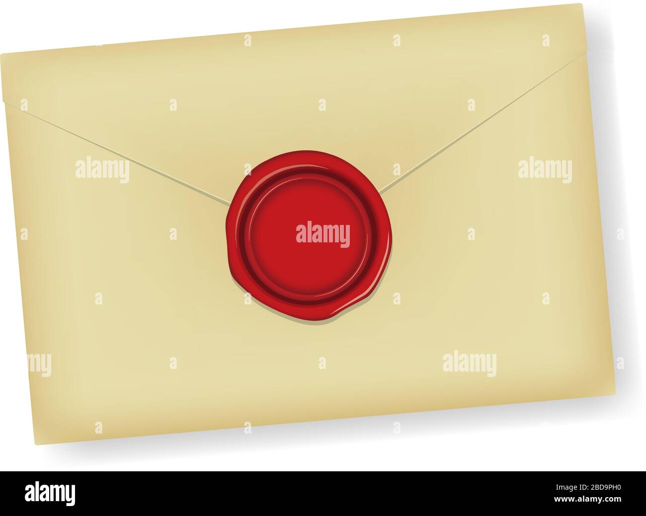 Letter and sealing wax vector illustration / Design space in the center of the wax Stock Vector