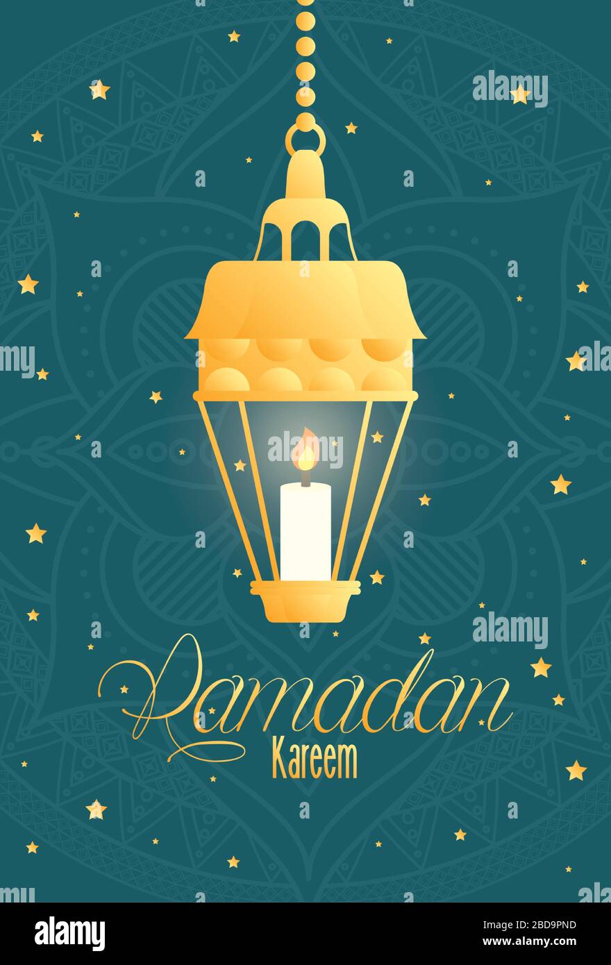 Ramadan kareem card with golden lantern hanging Stock Vector Image ...